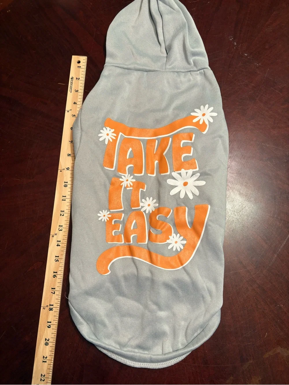 Take It Easy Light Gray & Orange Dog Hoodie